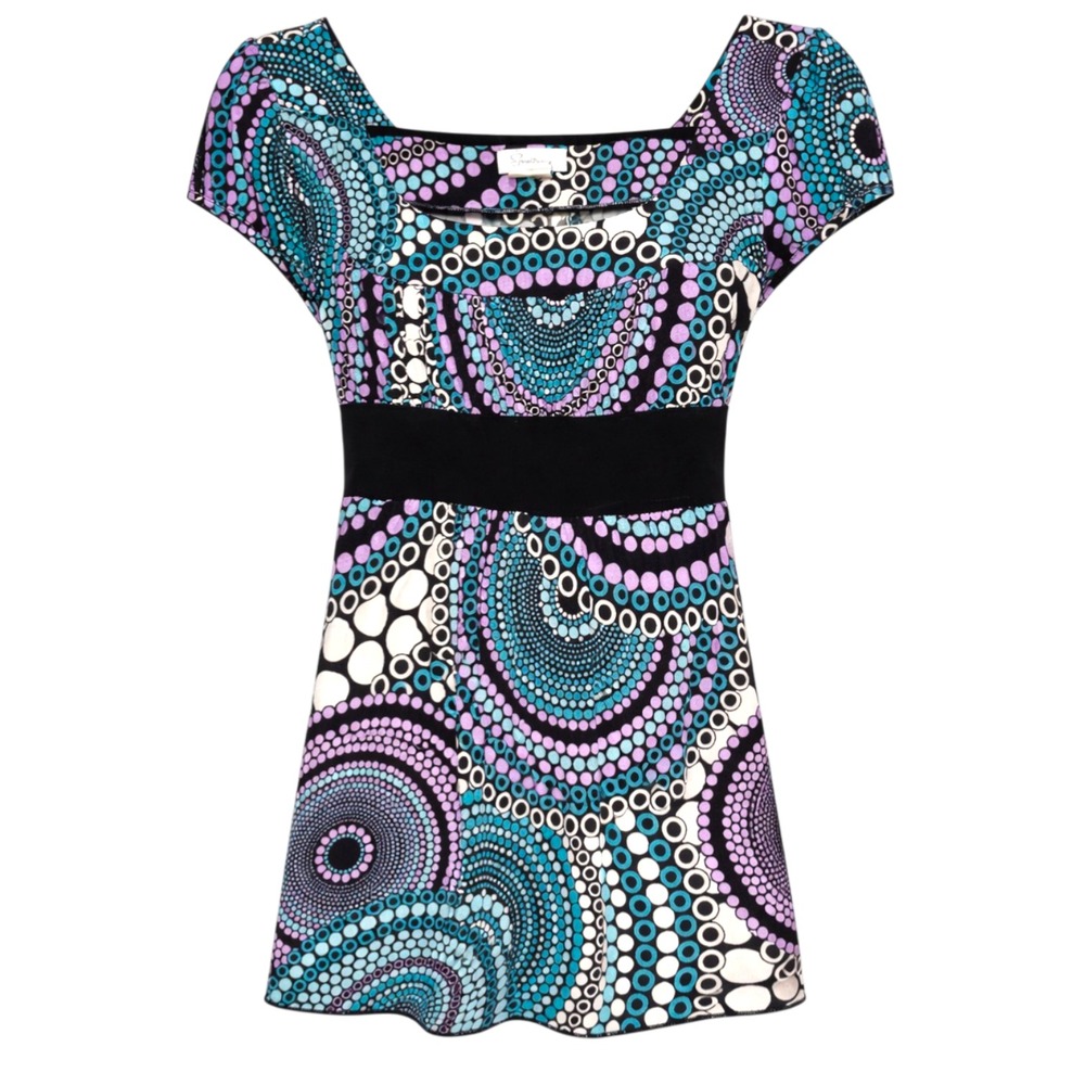 Y2K Speechless Retro Revival Babydoll Tunic Top Women Size Small Tie Back Artsy